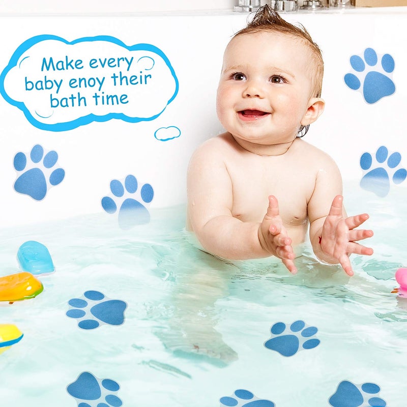 Mudder 20 Pieces Non-slip Bathtub Stickers Adhesive Paw Print Bath Treads Non Slip Traction to Tubs Bathtub Stickers Adhesive Decals Anti-slip Appliques for Bath Tub Showers, Pools, Boats, Stairs (Blue) - Image 5